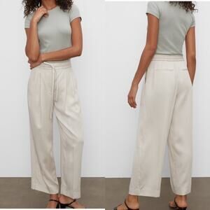 Club Monaco Pants Women Small Cream Birch Signature Elasticated Trousers Pleated